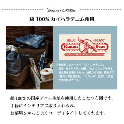 福岡県大木町のふるさと納税 国産デニムこたつ布団ブランシェ（190×190）　AA085