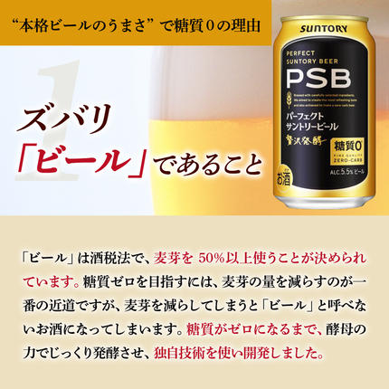 群馬県千代田町のふるさと納税 【3ヵ月定期便】パーフェクトサントリービール　350ml×24本 PSB 3ヶ月コース(計3箱)  群馬県 千代田町 送料無料 お取り寄せ お酒 生ビール お中元 ギフト 贈り物 プレゼント 人気 おすすめ 家飲み 晩酌 バーベキュー キャンプ ソロキャン アウトドア