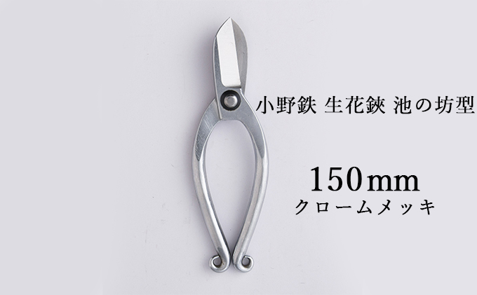 小野鉄 生花鋏 池の坊型 150mm クロームメッキ 雑貨 日用品 植物