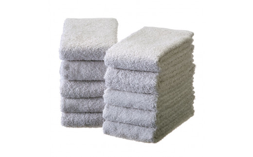 大阪府泉南市のふるさと納税 【泉州タオル】肌触りが自慢のデイリーユースフェイスタオル ライトグレー 10枚【配送不可地域：北海道・沖縄・離島】【039D-262】