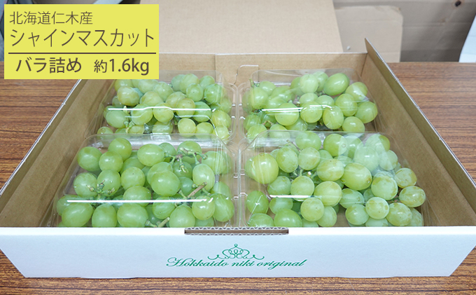 先行受付] 北海道 仁木町産 シャインマスカット バラ詰め 約1.6kg