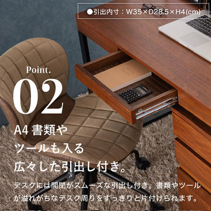 ウォールナットデスクセット 引き出し付き チェスト付き 家具 机 市場