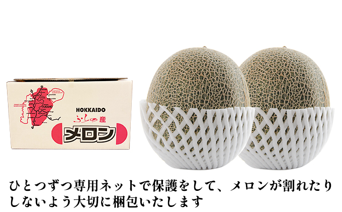 北海道上富良野町のふるさと納税 【令和7年産】メロン 1.6kg～1.99kg 2玉 北海道 上富良野産 最上等級 秀品 赤肉メロン  糖度14度以上 糖度14 セット めろん 果物 フルーツ デザート くだもの 旬の果物 旬のフルーツ 北海道 富良野 上富良野町