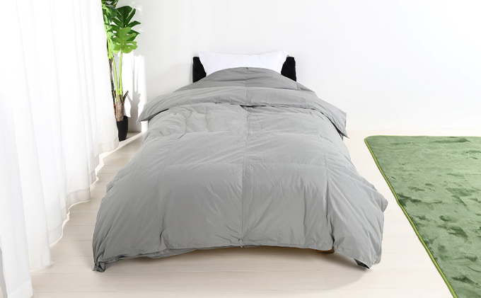 奈良県王寺町のふるさと納税 羽毛布団シングル二枚合わせ 合掛布団0.8kg/肌掛布団0.3kg オールシーズン対応 グレー 寝具 掛け布団 軽量 立体キルト 春 夏 秋 冬