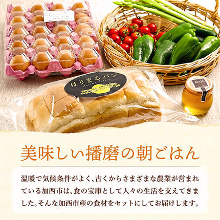 兵庫県加西市のふるさと納税 笑顔あふれる『播磨特選モーニングセット』 パン 食パン 卵 野菜 詰合せ