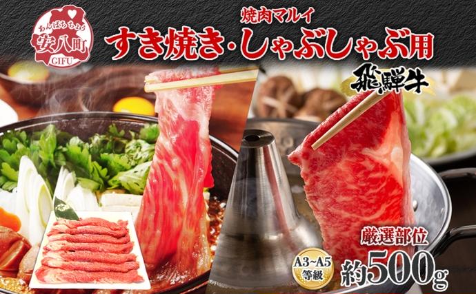 岐阜県安八町のふるさと納税 焼肉マルイ 飛騨牛 すき焼き・しゃぶしゃぶ用 約500g すき焼き しゃぶしゃぶ 肉 お肉 国産 国産牛 和牛 日本産 冷蔵 和牛のオリンピック 全国和牛能力共進会 部位 牛 牛肉 お取り寄せグルメ 送料無料 岐阜県 安八町