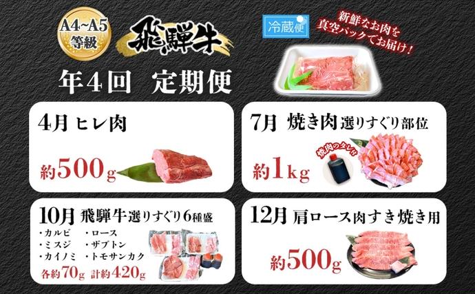 岐阜県安八町のふるさと納税 焼肉マルイ 飛騨牛 春夏秋冬お届けセット 4回 合計2.4kg 焼肉 A4 A5 等級 和牛 国産 国産牛 牛 牛肉 鉄板焼き バーベキュー ステーキ すき焼き 冷蔵 冷蔵保存 日本産 ブランド和牛 お取り寄せグルメ 送料無料 岐阜県 安八町