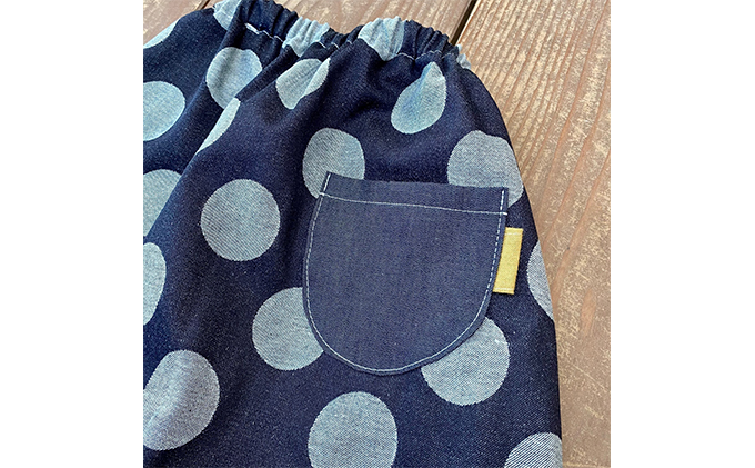 岡山県里庄町のふるさと納税 「大きなドット」児島デニムのサルエルパンツ（約100センチ） ファッション 子供服 キッズ