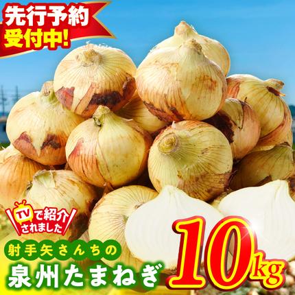 大阪府泉佐野市のふるさと納税 【先行予約】射手矢さんちの泉州たまねぎ 10kg【玉ねぎ タマネギ 玉葱 甘い 野菜 国産 期間限定 オニオン スライス サラダ カレー シチュー バーベキュー BBQ 肉じゃが TVで紹介！】 G3686