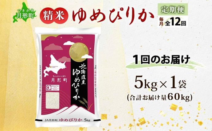 北海道月形町のふるさと納税 【令和8年産先行予約】北海道 定期便 12ヵ月連続12回 令和8年産 ゆめぴりか 5kg×1袋 特A 精米 米 白米 ご飯 お米 ごはん 国産 ブランド米 肉料理 ギフト 常温 お取り寄せ 産地直送 送料無料