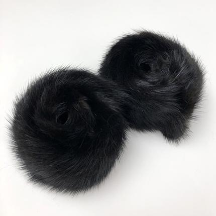 ファーカフス アームウォーマー ブラックミンク ナチュラル／西本毛皮