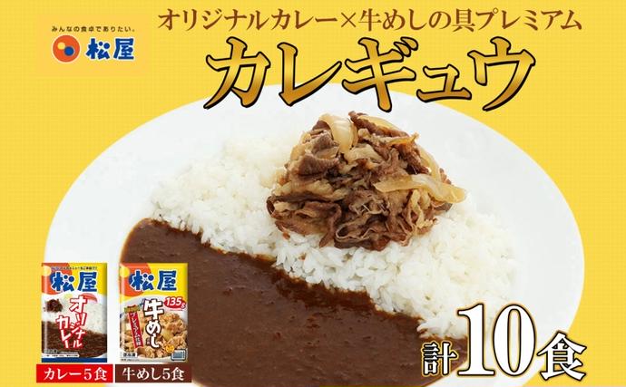 埼玉県嵐山町のふるさと納税 松屋 オリジナルカレーの具 180g 牛丼 プレミアム仕様 牛めしの具 135g 各5袋 10袋 セット 牛肉 カレー 辛口 スパイス カレギュウ レトルト 冷凍 時短 簡単 便利 レンチンおかず 備蓄 夜食 埼玉県 嵐山町