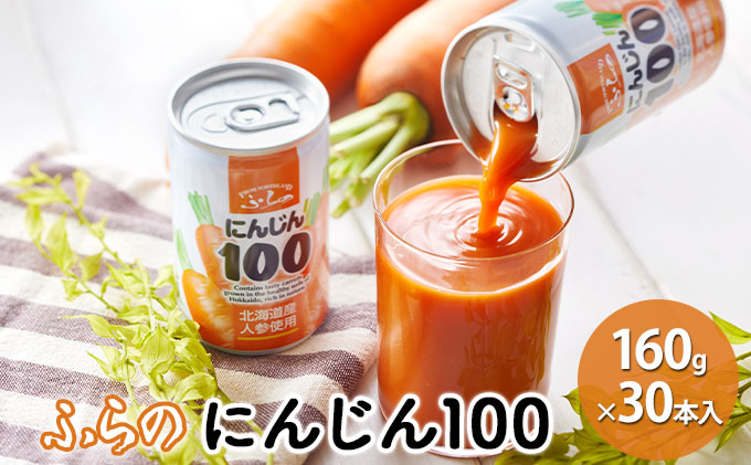 北海道富良野市のふるさと納税 ふらの にんじん100 160g×30本入  (ジュース 野菜ジュース 飲み物 缶 北海道 送料無料 道産 富良野市 ふらの)