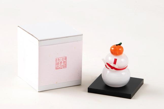 ガラス細工 かがみ餅〈ガラス プレゼント お正月 鏡もち かがみ餅 手