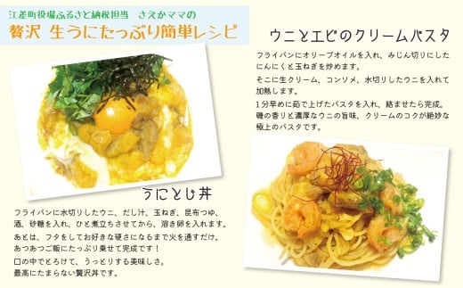 北海道江差町のふるさと納税 【セゾン限定寄附額】＼2026年先行予約／北海道 江差前浜産 生うに 100g【天然・無添加・みょうばん不使用】令和8年　江差産キタムラサキウニ　日本海熊石産海洋深層水　塩水ウニ　素材を生かした自然の味　国産うに　雲丹　100グラムパック個包装