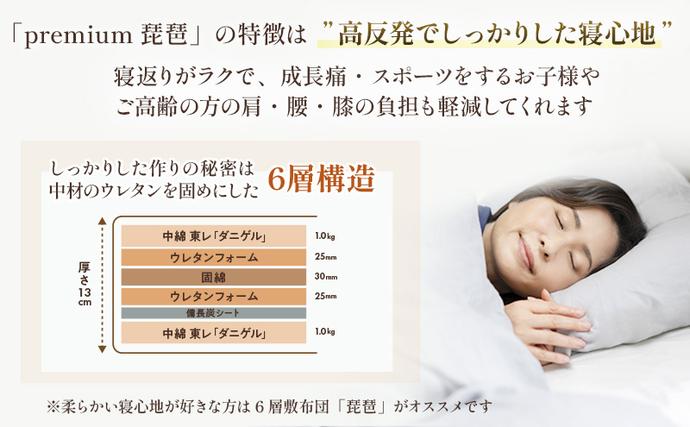 滋賀県米原市のふるさと納税 6層敷布団 premium琵琶 シングルロング 近江布団 極厚 13cm