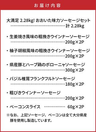 大分県国東市のふるさと納税 大満足2.28kg!おおいた味力ソーセージセット_1307R