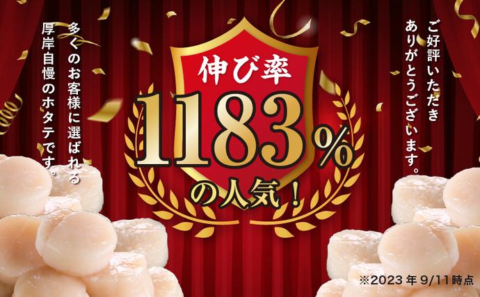 北海道厚岸町のふるさと納税 北海道 訳あり 冷凍 帆立 貝柱 1.1kg ホタテ 海鮮 ほたて 玉冷 お得 厚岸