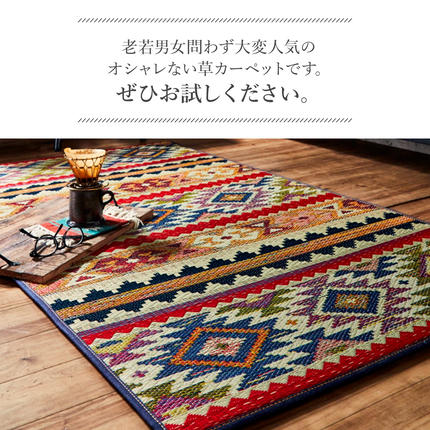 福岡県大木町のふるさと納税 デニム使用い草マットルークス（95×150）（ネイビー）　AA074