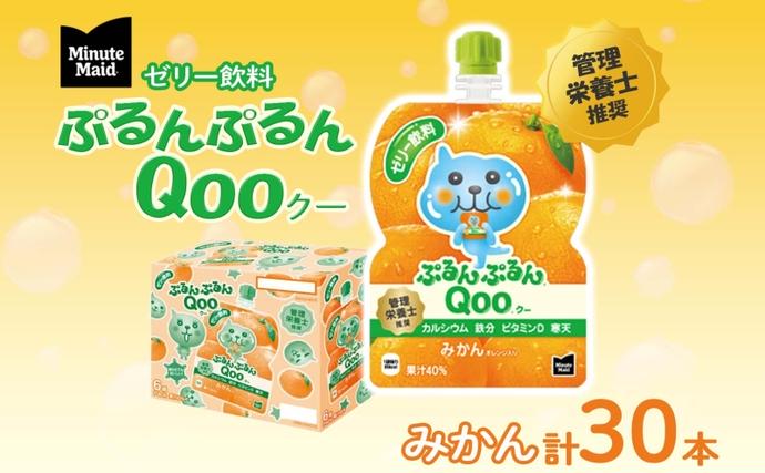 埼玉県嵐山町のふるさと納税 ゼリー ミニッツメイド ぷるんぷるん Qoo みかん 125g 30本入 コカ・コーラ クー パウチ飲料 ゼリー飲料 ミカン 蜜柑 オレンジ おやつ 子ども ヘルシー ダイエット 低カロリー 備蓄 防災 非常食 埼玉県 嵐山町 ブドウ 詰め合わせ フルーツ 飲み物