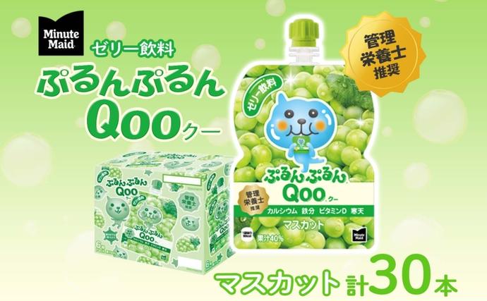 埼玉県嵐山町のふるさと納税 ゼリー ミニッツメイド ぷるんぷるん Qoo マスカット 125g 30本入 コカ・コーラ クー パウチ飲料 ゼリー飲料 おやつ 子ども ヘルシー ダイエット 低カロリー 備蓄 保存料不使用 防災 非常食 埼玉県 嵐山町 詰め合わせ フルーツ 飲み物