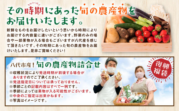 熊本県八代市のふるさと納税 八代市産 旬の農産物詰合せ 復興 福袋 7品以上 野菜 果実 果物 やさい くだもの フルーツ 合計7品目以上 セット 季節の野菜 季節の果実 春 夏 秋 冬 旬 おまかせ 国産 熊本県 八代市