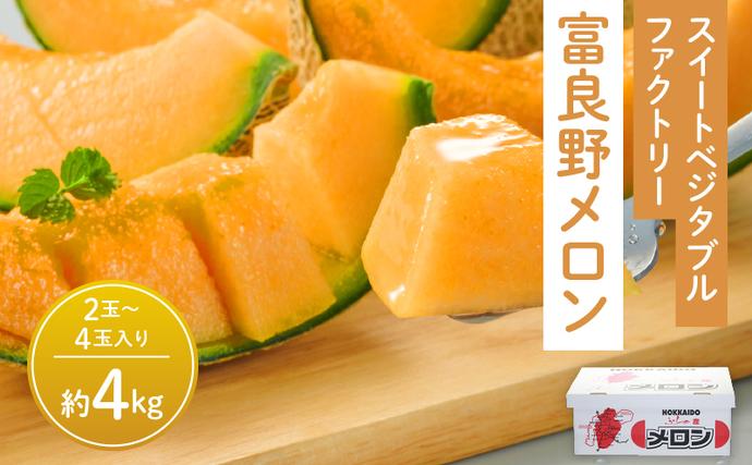 北海道富良野市のふるさと納税 【2026年夏発送】※訳あり※ 富良野 メロン 約4kg〈2玉～4玉入り〉メロン フルーツ 果物