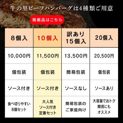 北海道白老町のふるさと納税 牛の里ビーフハンバーグ（110g×10個） 特製ソース（10袋） の詰合せ
