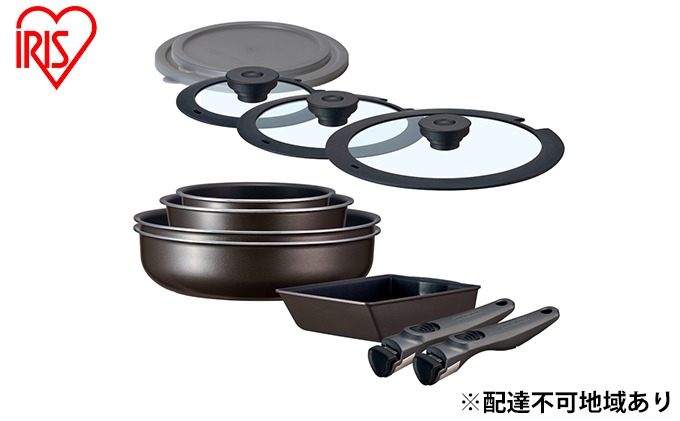 宮城県大河原町のふるさと納税 フライパン TERACOAT 12点 深型 セット アイリスオーヤマ IH ガス フライパン鍋セット 深型フライパン 26cm 鍋 卵焼き 卵焼き器 エッグパン 炒め鍋 蓋 蓋付き 取っ手 取っ手が取れる 調理器具 キッチン EHDC-S12S アイリス 宮城 宮城県 大河原町