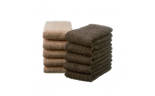 大阪府泉南市のふるさと納税 【泉州タオル】吸水力と肌触りが自慢のデイリーユースフェイスタオル ベージュ・ダークブラウン 10枚【配送不可地域：北海道・沖縄・離島】【039D-241】