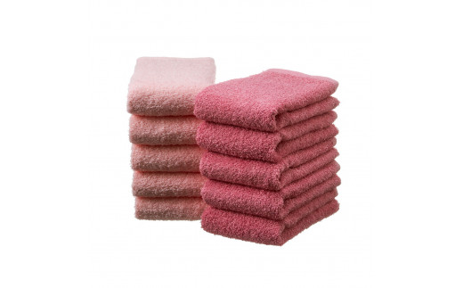 大阪府泉南市のふるさと納税 【泉州タオル】吸水力と肌触りが自慢のデイリーユースフェイスタオル ライトピンク・紅梅 10枚【配送不可地域：北海道・沖縄・離島】【039D-248】