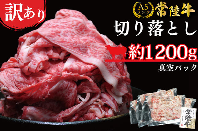 茨城県行方市のふるさと納税 DT-54　★常陸牛A5ランク★【訳あり】常陸牛切り落とし(薄切り) 約1200ｇ(約300g×4パック)