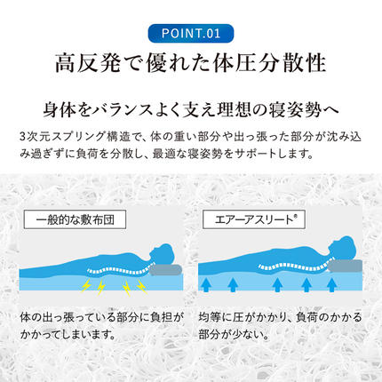 宮崎県都城市のふるさと納税 【アイボリー】全部洗える!「エアーアスリート」マットレス【S】・ハニカムメッシュ&キルト使用のリバーシブルカバー付き_AG-J203-iv