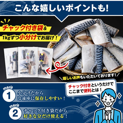 鹿児島県阿久根市のふるさと納税 訳あり・傷あり ご家庭用さば切身パック(合計3kg) 大容量 サバ 鯖 海産物 海鮮 おかず 惣菜 焼き魚 切り身 ジップロック チャック付き袋 小分け 簡単調理【グローバルフーズ】akn061-06