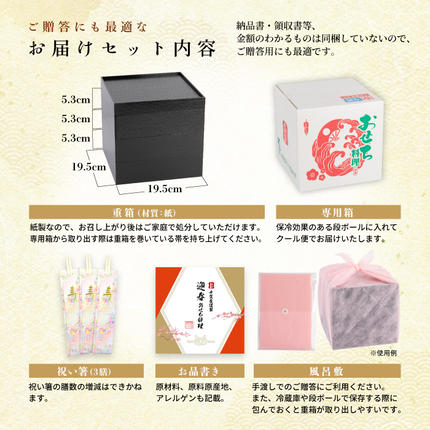 愛知県小牧市のふるさと納税 千賀屋謹製 2027年 迎春おせち料理「祝華千」和風三段重 3人前 冷蔵 おせち料理 年内配送 お節 冷蔵おせち 人気[035S03]　［料亭おせち 冷蔵おせち チルドおせち 年内配送おせち 三段重おせち 数量限定おせち 新春おせち 千賀屋謹製おせち おせち料理 高級おせち 老舗おせち］