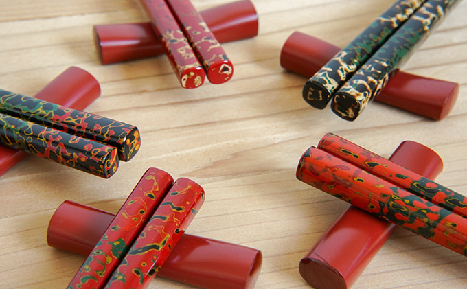 津軽塗 箸（大）1膳・唐塗 黒口呂上 工芸品 お箸 手作り 伝統技術