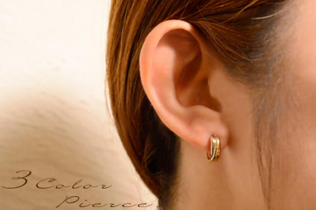 山梨県中央市のふるさと納税 ピアス スリーカラー K18 K18PG PT900 トリニティ フープピアス [シエロ 山梨県 中央市 21470766] アクセサリー ジュエリー アクセ ゴールド ピンクゴールド プラチナ レディース