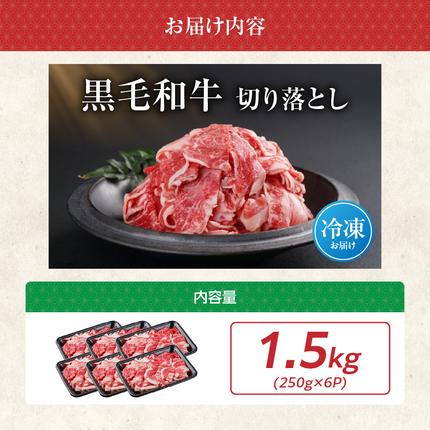 宮崎県都城市のふるさと納税 【黒毛和牛】切り落とし1.5kg(250g×6パック)≪みやこんじょ特急便≫_18-I901-Q