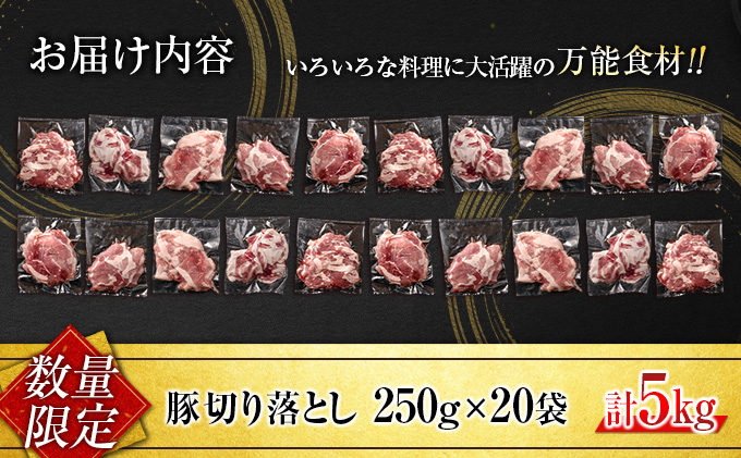 宮崎県日南市のふるさと納税 【セゾン限定】小分けで便利 数量限定 豚 切り落とし 計5kg お肉 豚肉 ポーク 国産 小分け 真空パック 個包装 万能食材 おすすめ おかず 食品 炒め物 お弁当 豚丼 豚しゃぶ しゃぶしゃぶ 焼肉 お祝い 記念日 ギフト 贈り物 贈答 プレゼント おすそ分け 宮崎県 日南市 送料無料_CCV2-26