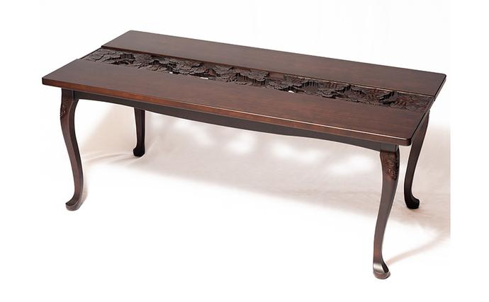 長野県軽井沢町のふるさと納税 軽井沢彫り　大坂屋家具店　猫脚テーブルセット インテリア 工芸品 民芸品 伝統技術 豪華 柔らかい印象 優雅な印象 軽井沢彫