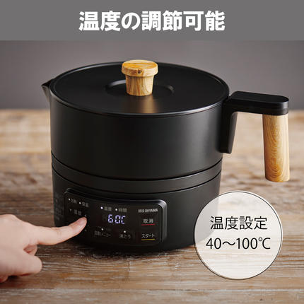 ケトル 電気ポット 電気ケトル クッキングケトル ICK-M1200-B ブラック