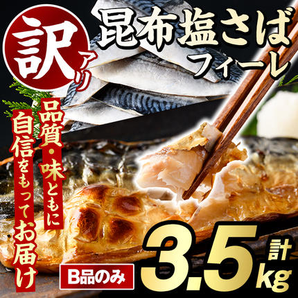 訳あり！昆布塩さばフィーレ(B品のみ・計3
