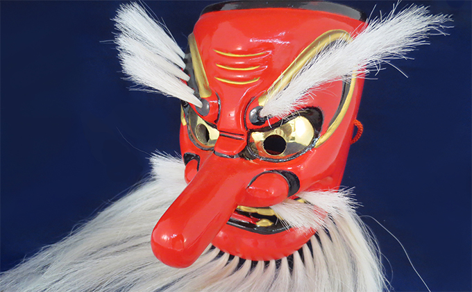 岡山県高梁市のふるさと納税 備中神楽面桐一刀彫 猿田彦の命 伯泉作 民芸品 工芸品