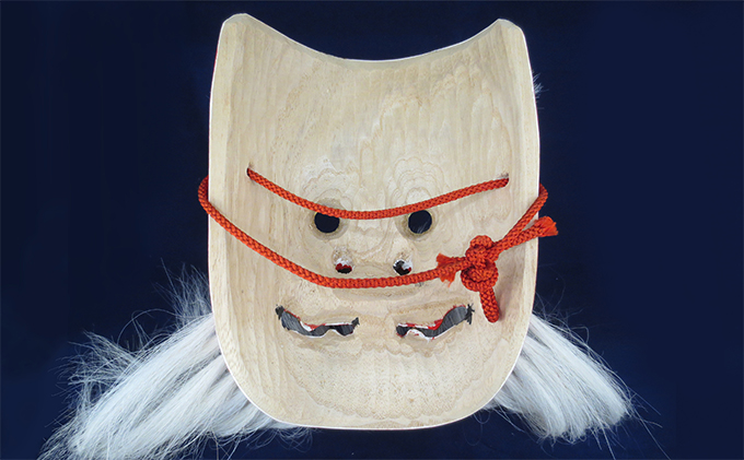 岡山県高梁市のふるさと納税 備中神楽面桐一刀彫 猿田彦の命 伯泉作 民芸品 工芸品