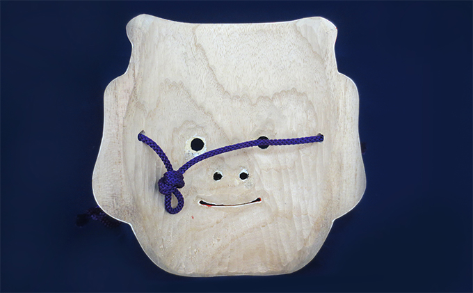 岡山県高梁市のふるさと納税 備中神楽面桐一刀彫 事代主の命 伯泉作 民芸品 工芸品