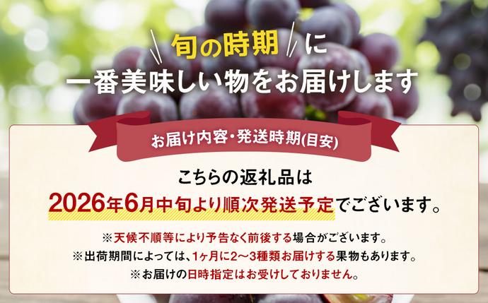 山梨県中央市のふるさと納税 【先行受付】【6回定期便】 フルーツ王国 山梨県産 6種セット ／ えべし フルーツ 果物 くだもの 貴陽 すもも もも 桃 梨 なし ぶどう ブドウ 葡萄 シャインマスカット キウイ 新鮮 果実 産地直送 山梨県 中央市 【2026年6月中旬-2027年1月下旬発送予定】