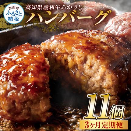 t213cdm 創業50年老舗レストランの幻の和牛あかうしハンバーグ120g×11ケ 3ヶ月定期便 土佐あかうし 美鮮豚 牛肉 高級 ハンバーグ 冷凍 美味しい 肉汁ハンバーグ 焼くだけ 小分け 個包装 高級 国産 定期便