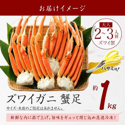 北海道弟子屈町のふるさと納税 3355. ボイルズワイガニ足 1kg 約2-3人前 食べ方ガイド・専用ハサミ付 カニ かに 蟹 送料無料 期間限定 数量限定 北海道 弟子屈町