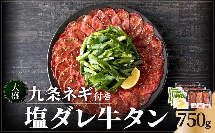 [大盛九条ネギ]塩ダレ牛タン750g 薄切り 牛タン 九条ねぎ 味付き 焼くだけ 簡単 焼肉 牛肉 京都府 木津川市 特製塩だれ 牛たん 小分け [093-05]