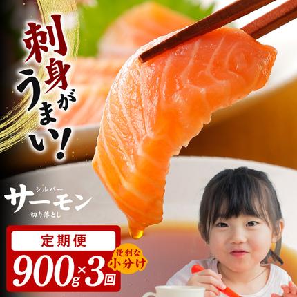 大阪府泉佐野市のふるさと納税 サーモン 切り落とし 定期便 900g×全3回【毎月配送 便利な小分け 300g×3P 訳あり サイズ不揃い 小分け 海鮮丼 人気 オススメ 小分け 冷凍 簡単調理 一人暮らし 東洋冷蔵】 099Z154